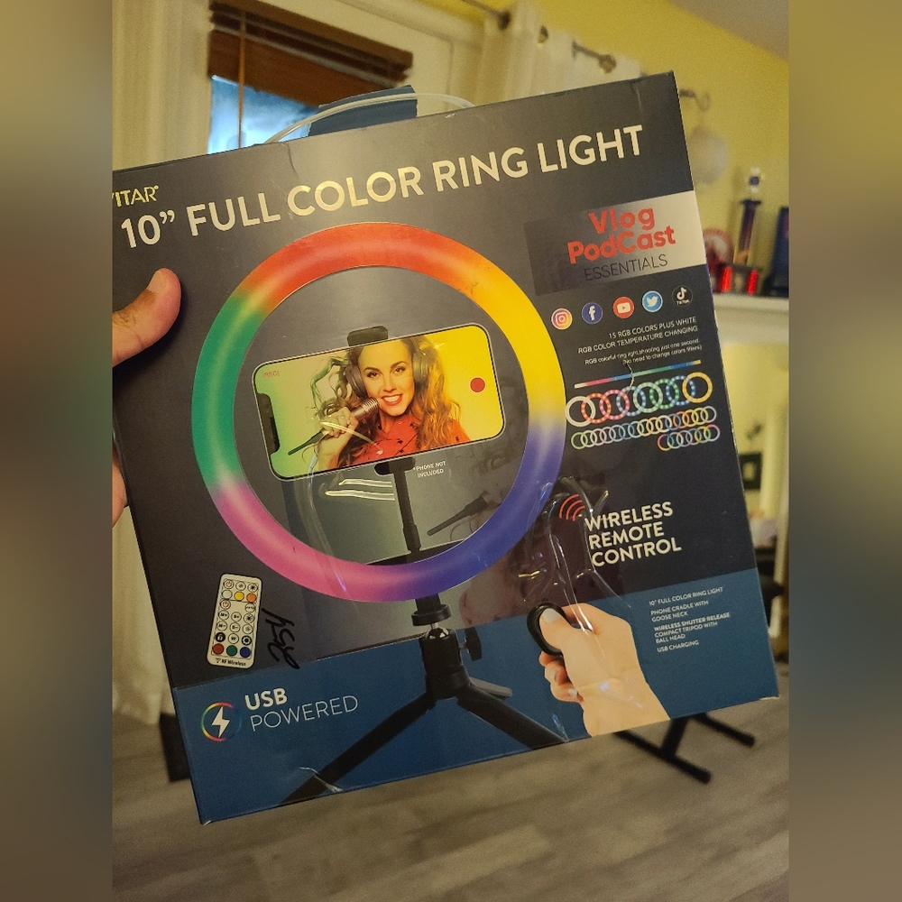 New Vivitar Vlog Essentials 10 Inch Full Color RGB LED Ring Light